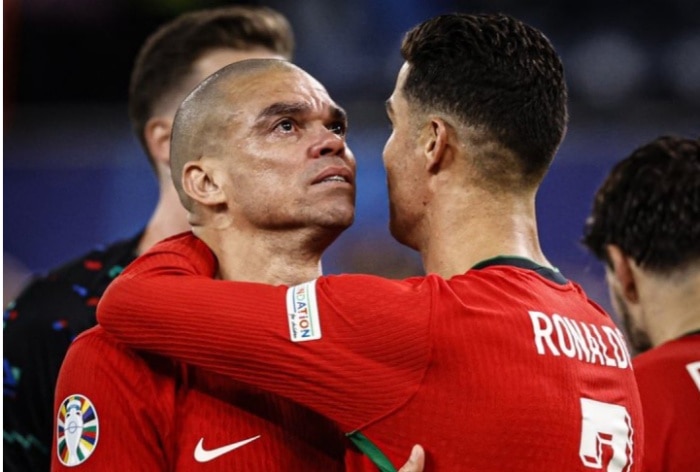 Cristiano Ronaldo Consoles Tearful Pepe After Portugal Exit Euro 2024 ...