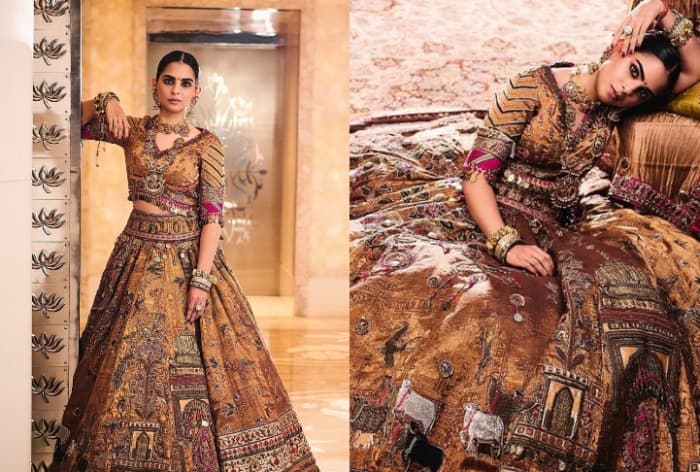 Isha Ambani's Rust Maroon Lehenga for Shiv Shakti Puja Features Jutti, Cows, and Sacred Mantras Embroidered on It - See Pics