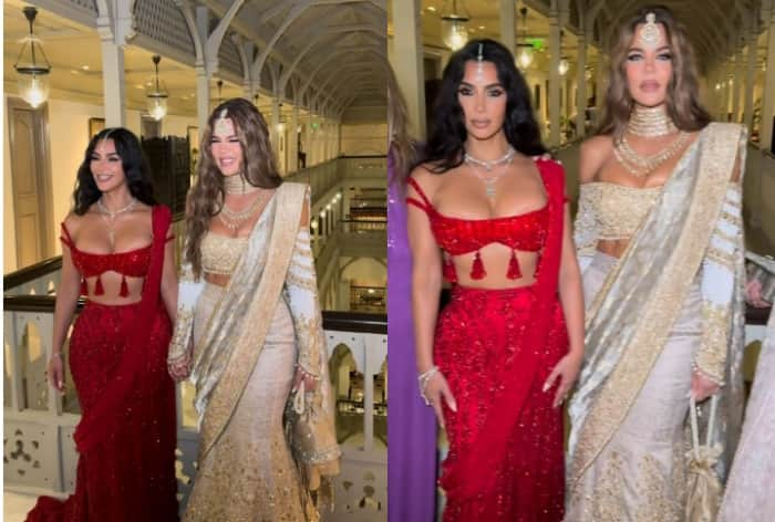 It is 'Keeping Up With Kardashians' But Indian Style; Kim And Khloe Drape Custom Manish Malhotra Ensembles For Anant-Radhika's Wedding