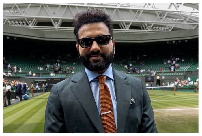 Rohit Sharma, Rohit Sharma at Wimbledon, Rohit Sharma at Wimbledon 2024, Rohit Sharma’s Wimbledon visit, Rohit Sharma’s Wimbledon video, Rohit Sharma news, Rohit Sharma updates, Wimbledon 2024, Wimbledon 2024 semifinal, Carlos Alcaraz vs Daniil Medvedev Wimbledon 2024 semifinal, Carlos Alcaraz vs Daniil Medvedev in Wimbledon, Carlos Alcaraz vs Daniil Medvedev tennis match,