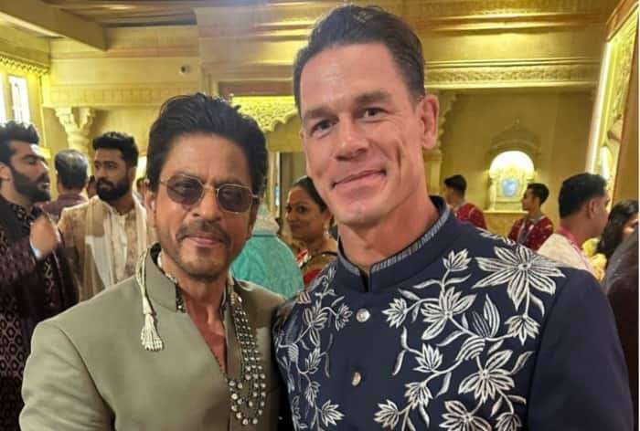 John Cena meets SRK, John Cena meets Shahrukh Khan, John Cena at anant ambani radhika merchant wedding, John cena in India, anant ambani, radhika merchant, anant ambani radhika merchant wedding, anant ambani radhika merchant wedding, anant ambani radhika merchant sangeet ceremony