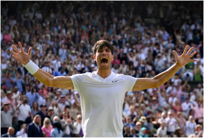 Carlos Alcaraz, Novak Djokovic, Carlos Alcaraz wins Wimbledon, Carlos Alcaraz vs Novak Djokovic, Carlos Alcaraz, Novak Djokovic Wimbledon 2024 final, Carlos Alcaraz, Novak Djokovic Wimbledon 2024 final highlights,