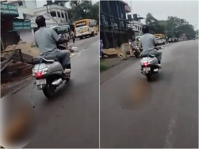 Shocking! Disturbing video shows a dog being tied to a two-wheeler and dragged on the road in Udupi, Karnataka