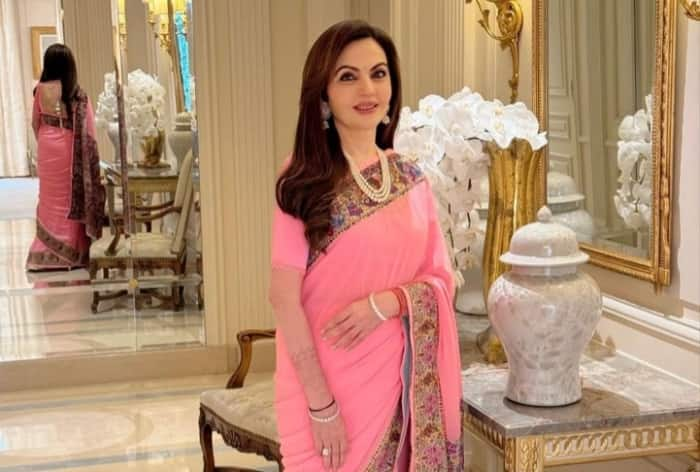 Nita Ambani Radiates Desi Charm in MM Lotus Pink Hand-Embroidered Saree at Paris Olympics 2024- PICS