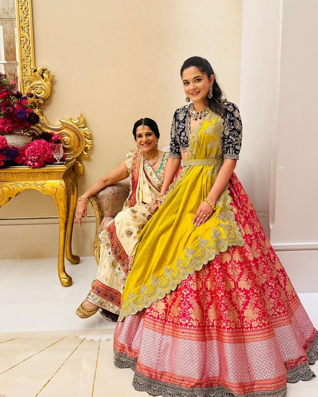 Anjali Merchant and Shaila Merchant ready for Anant Ambani and Radhika Merchant's haldi ceremony