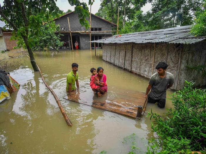 Assam Flood Situation Critical: Over 6.71 Lakh Affected; Animals Search For Shelter As Kaziranga Forest Camp Submerged