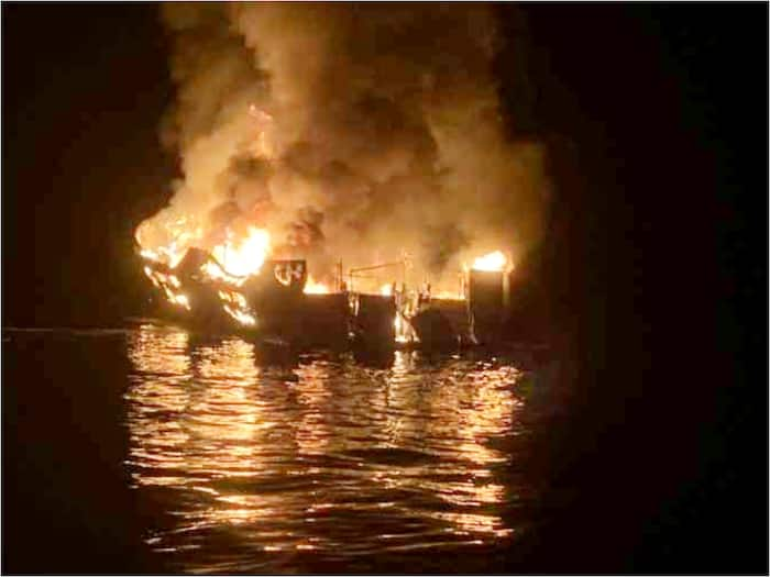 boat catches fire off the coast haiti