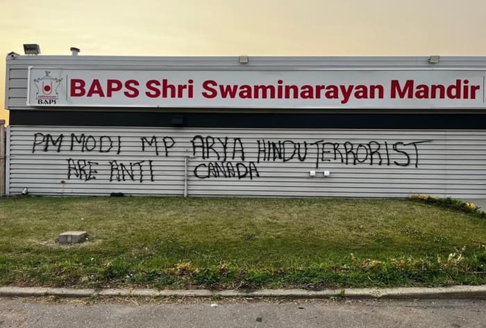 Hindu Temple Defaced With Anti-India Grafitti In Canada's Edmonton