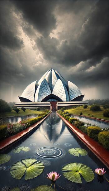 How Lotus Temple Delhi Would Look During Heavy Rains: Check AI Pics