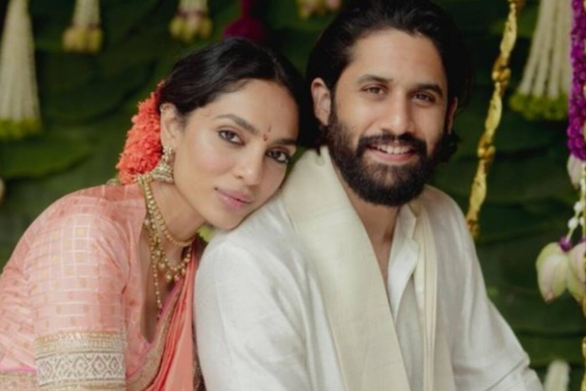 Sobhita Dhulipala is a South Indian Engagement Bride in Peach Silk Saree  With Orange Gajra, Don't Miss Her Diamond Wedding Ring -Pics