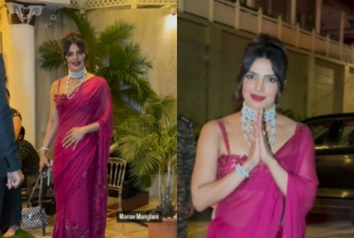 Priyanka Chopra Adds Her ‘Desi Girl’ Sparkle in Magenta Saree and Stylish Floral Blouse For Her Brother’s Wedding Festivities