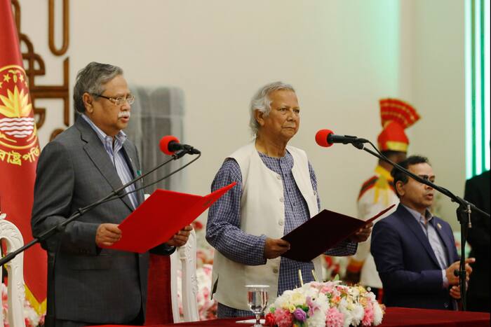 Muhammad Yunus, Bangladesh, Interim Government, Dhaka, Wahiduddin Mahmud, Ali Imam Majumdar, Muhammad Fouzul Kabir Khan, Lt Gen Jahangir Alam Chowdhury, Sheikh Hasina, Mohammed Shahabuddin