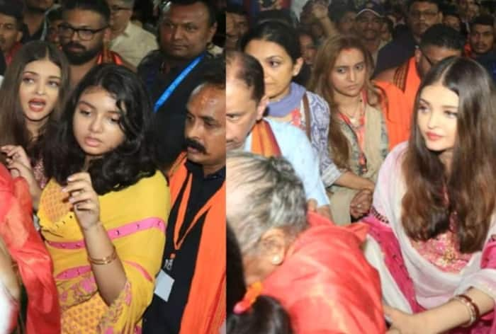 WATCH: Aishwarya Rai Stuns in Traditional Look For Ganpati Darshan With Daughter Aaradhya And Mom, Netizens Ask 'Where is Abhishek Bachchan?'