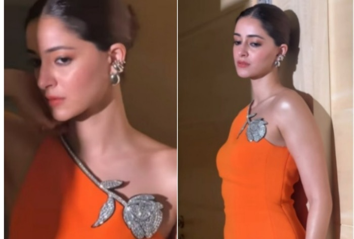 Ananya Panday is Not Your Regular Bae in Orange Mini Dress With That Crystal Rose Blinging All Over