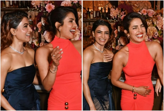 Priyanka Chopra exudes grace in coral bodycon dress; Samantha Ruth Prabhu sparkles in royal blue sheer net pants and corset- Check outfit price