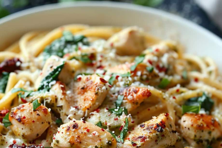 5 Easy Steps To Make Creamy Chicken Pesto Pasta