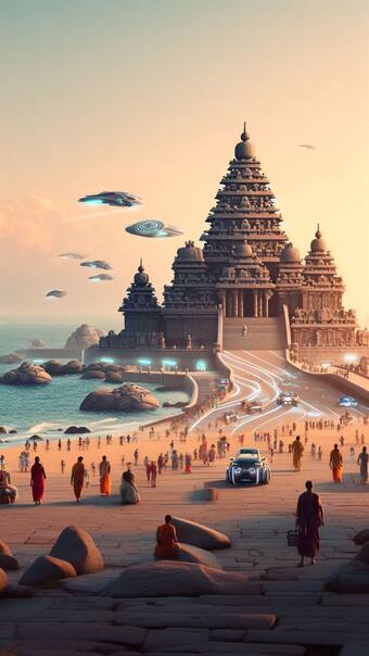 AI Envisions Mahabalipuram Shore Temple After 100 Years - See Photos