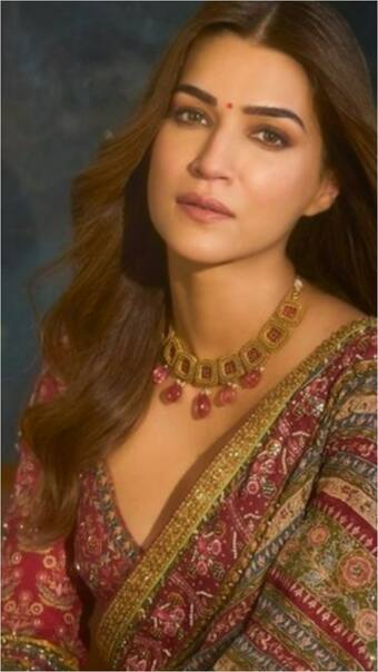 Kriti Sanon approved vibrant silk saree-blouse with kundan and crystal is worth over Rs 3L