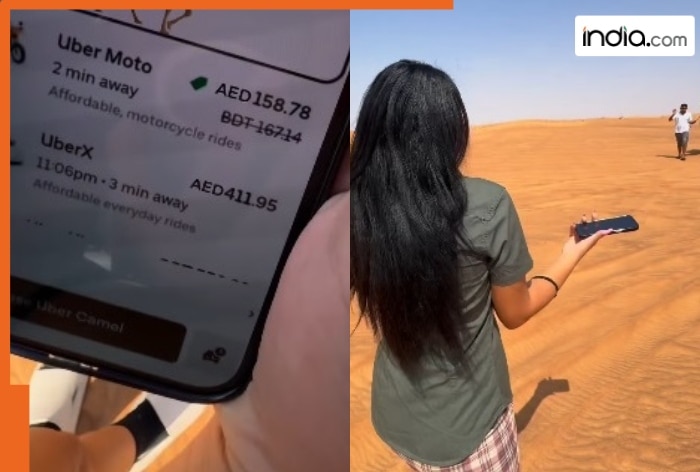 Dubai Women Use Uber for Camel Ride in Desert