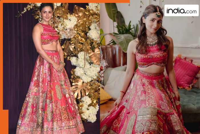 Alia Bhatt restyles her vibrant bridal mehendi lehenga for Diwali Party, it is made of special…