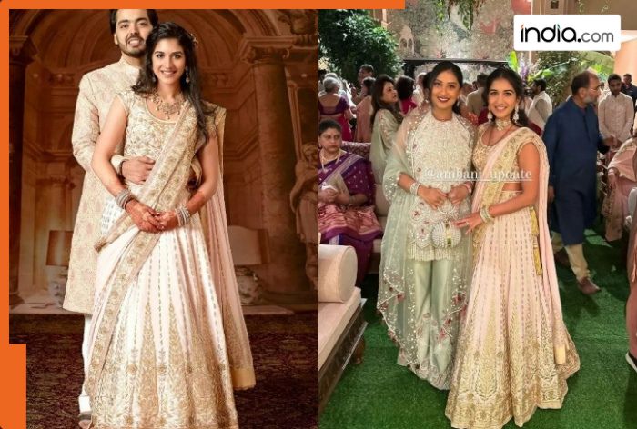 Radhika Merchant rewears her old lehenga, borrows jewellery from Isha Ambani and Shloka Mehta’s collection