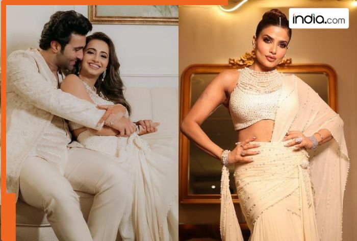 Aadar Jain’s fiancé Alekha Advani’s white beaded saree was first worn by Delhi’s famous makeup artist, netizens say ‘Dilli wale aage…’