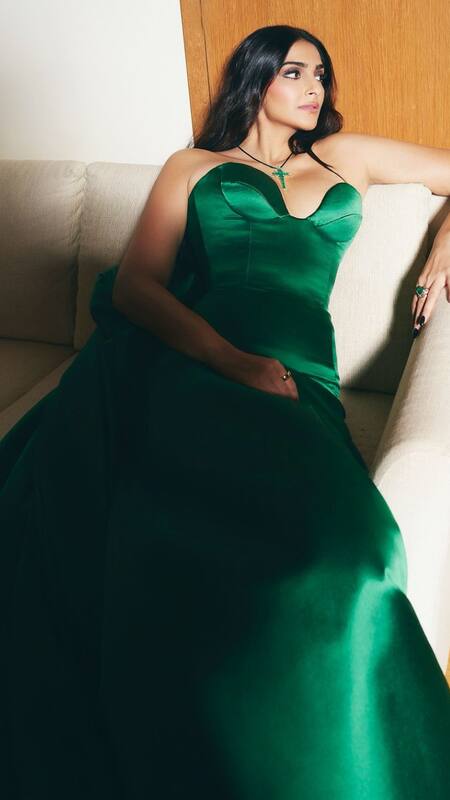 sonam kapoor green dress Sonam Kapoor for Architectural Digest