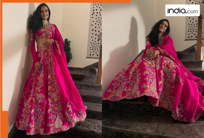 Badminton champion PV Sindhu’s hand-embroidered lehenga set required 2,350…