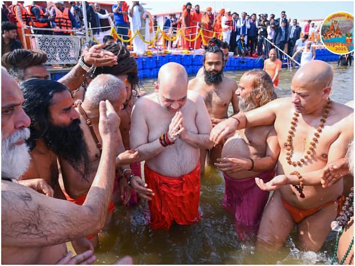 Amit Shah takes a holy dip at Triveni Sangam in Prayagraj