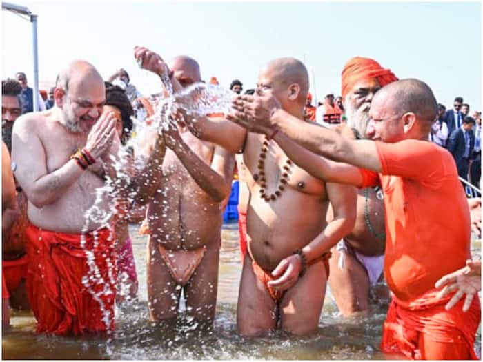Amit Shah takes a holy dip at Triveni Sangam in Prayagraj