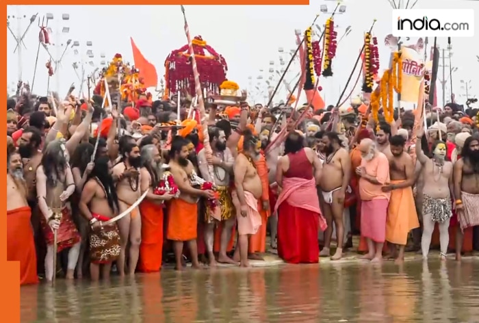 Maha Kumbh 2025: Akharas take ‘Amrit Snan’ at Triveni Sangam Ghat on Makar Sankranti