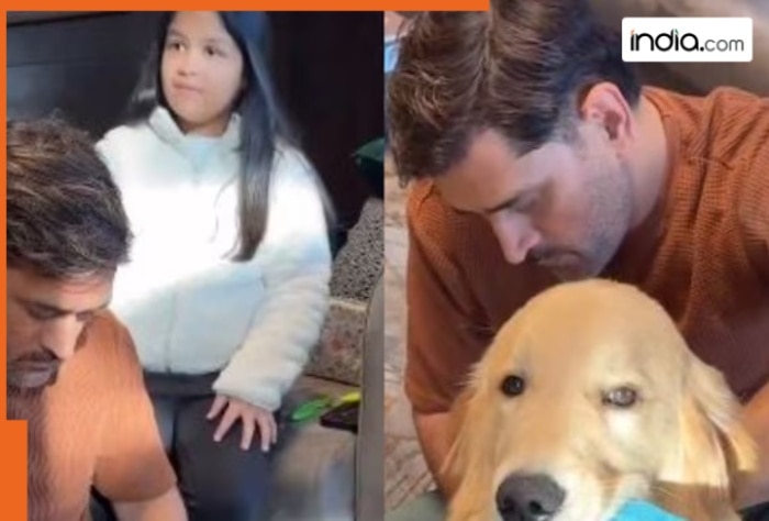 WATCH: MS Dhoni and daughter Ziva share adorable ‘Therapawtic’ moment grooming their pet dog