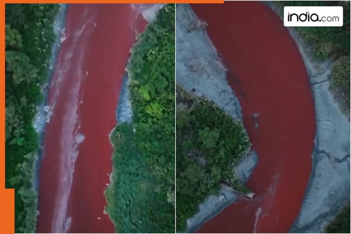 Canal water turns red like blood, frightened locals say…, local media reports blood…