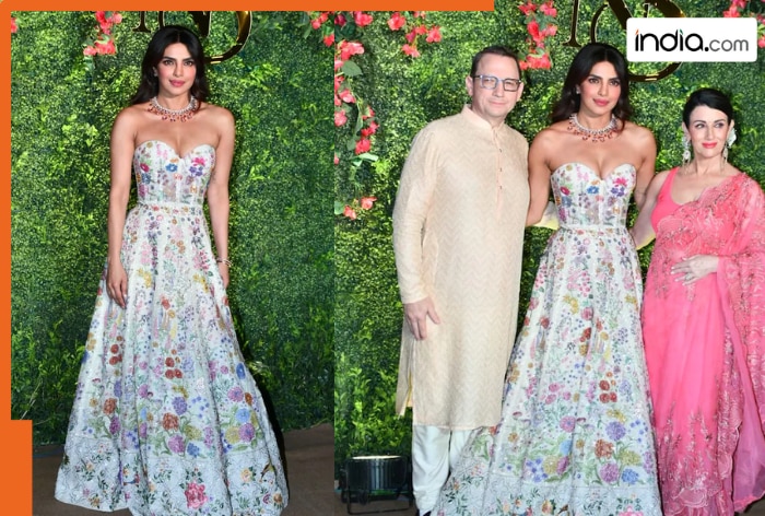 Priyanka Chopra radiates royal charm in a strapless floral white Ballroom gown at her brother’s mehndi ceremony – WATCH