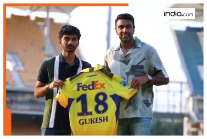R Ashwin, D Gukesh, Ashwin meets Gukesh, IPL 2025, Gukesh news, Gukesh CSK jersey, Ashwin CSK, Ashwin in IPL, Gukesh video