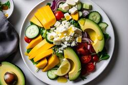 Taste The Vibrant Flavors Of Mango Cheese And Avocado In This Salad