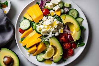 Taste The Vibrant Flavors Of Mango Cheese And Avocado In This Salad