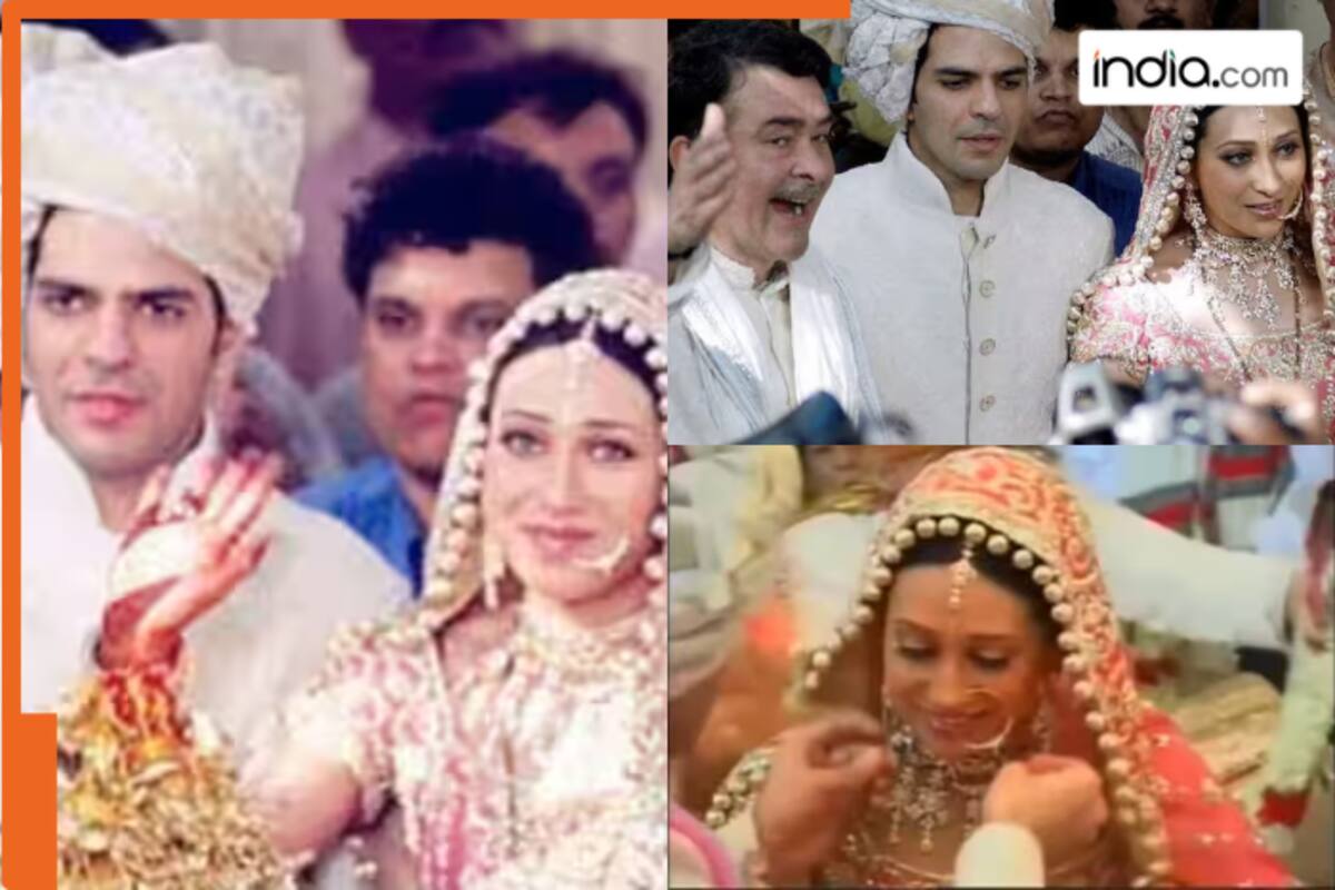 Karisma Kapoor-Sunjay Kapur's wedding pictures go viral, ties mangalsutra,  applies sindoor, takes pheras, see pics, image size:1200x800