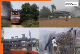 Jaipur Bus Fire: Bus full of labourers catches fire after touching high-tension wire, 3 dead, 10 injured