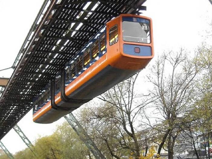 Wuppertal Schwebebahn  an upside down train in Germany