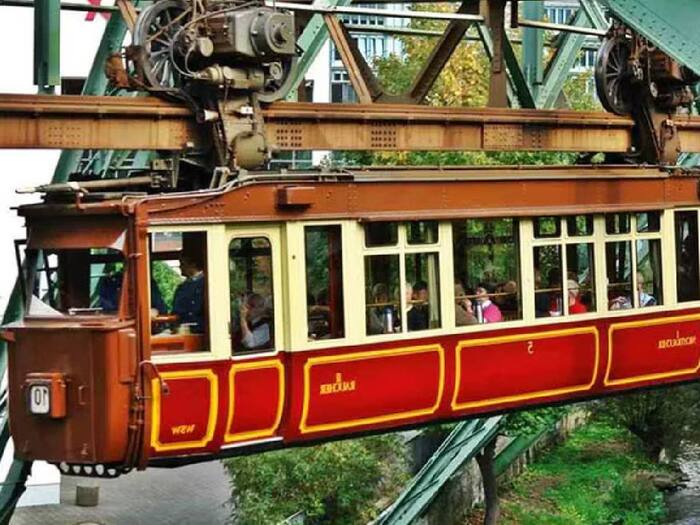 Wuppertal Schwebebahn  an upside down train in Germany