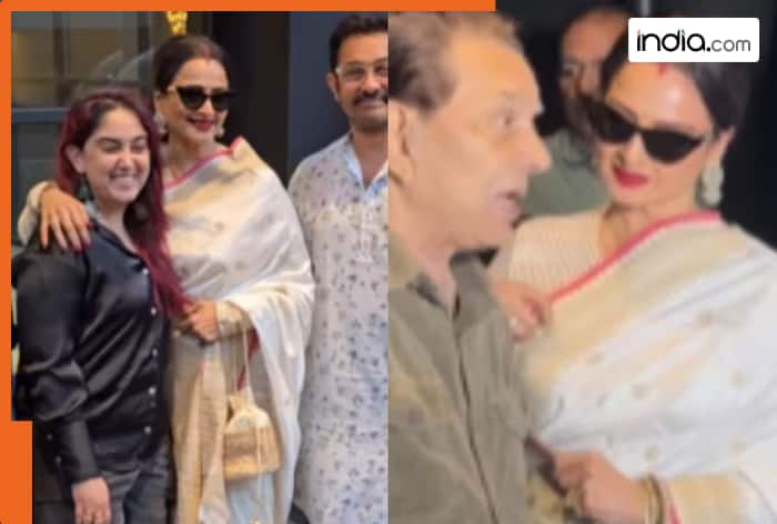 When Rekha and Dharmendra reunited, they stole spotlight at Aamir Khan's son's film screening, fans couldn't stop talking about her...
