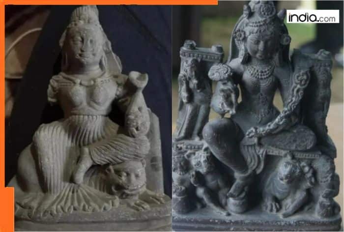 Ancient Durga idol found in Jhelum River in Kashmir's Baramulla; officials say the sculpture will...