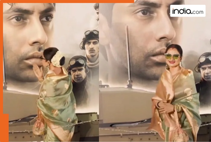 WATCH: Rekha bows her head before Dharmendra’s Ikkis poster in a touching tribute at special screening, video goes viral