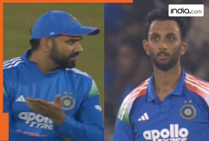 Image for Rohit Sharma loses COOL, gives lecture to Prasidh Krishna and Harshit Rana after...