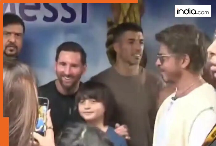 WATCH: Lionel Messi gets clicked with Shah Rukh Khan’s son AbRam during the footballer’s Kolkata visit