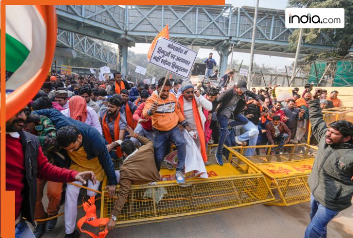 ‘Hindu rakt ki ek ek boond…’:  VHP, Bajrang Dal protest outside Bangladesh High Commission in Delhi over Hindu man’s lynching