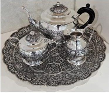 Ornate silver tea set