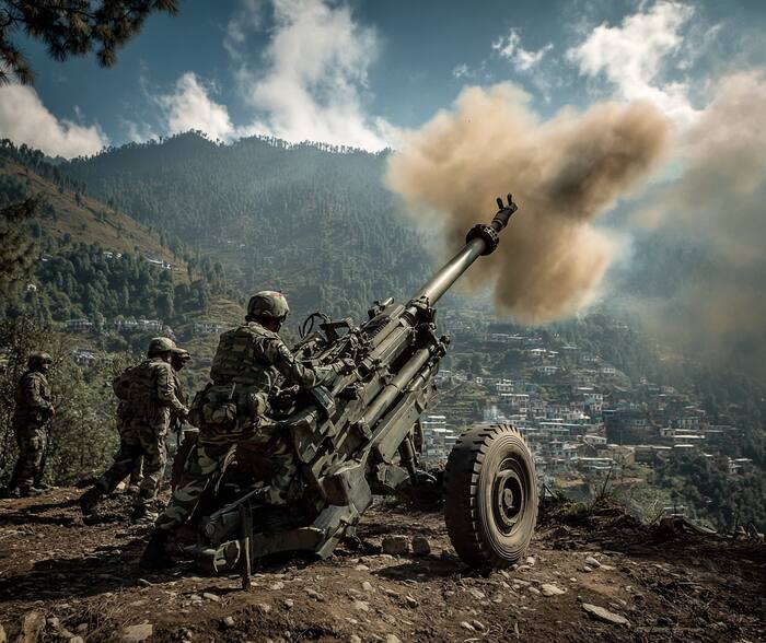 Army artillery in action