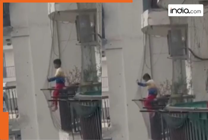 Ghaziabad child's video of playing on balcony's grill makes internet scream, 'How?' | Watch viral video